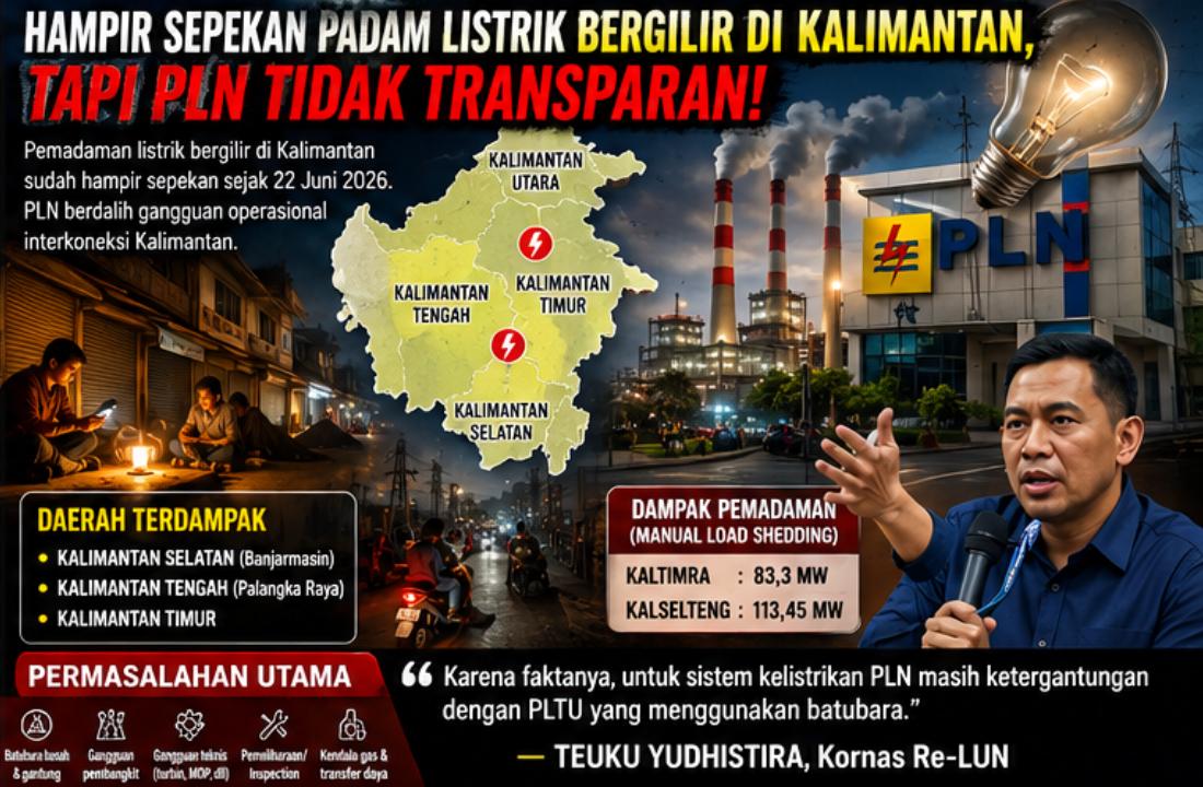 Hampir Sepekan Padam Listrik Bergilir di Kalimantan, Tapi PLN Tidak Transparan